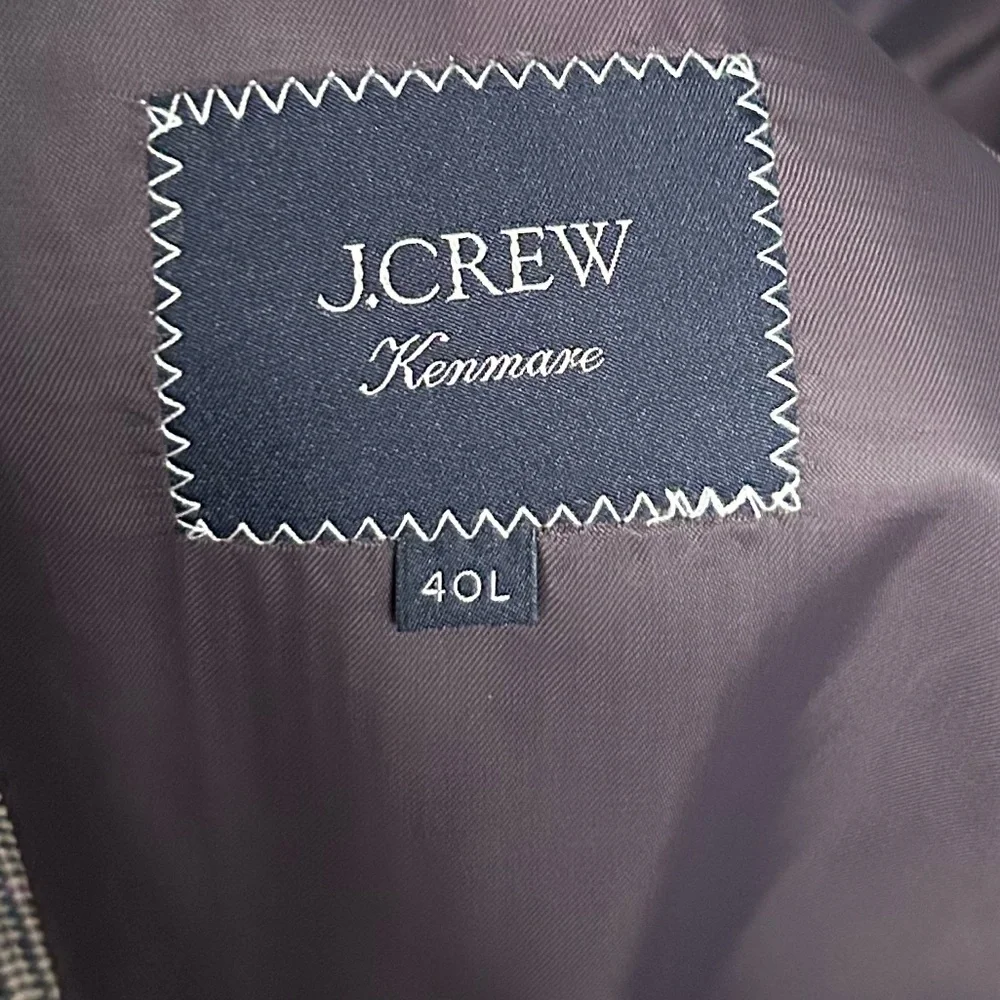 J.Crew Grey Kenmare Relaxed-fit Checkered blazer in cotton-linen blend Sz 40L